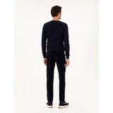 Cacharel Erkek Lacivert Straight Fit Pamuk Karışımlı Kadife Kanvas Pantolon 50292429-VR033 - 32 - 34