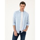 Cacharel Erkek Mavi Regular Fit %100 Keten Gömlek 50284823-VR036 - 2XL