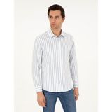 Cacharel Erkek Mavi Slim Fit %100 Pamuk Çizgili Gömlek 50291351-VR036 - 2XL