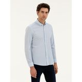 Cacharel Erkek Mavi Slim fit Pamuk Karışımlı Çizgili Gömlek 50284424-VR036 - XL