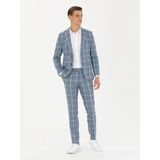 Cacharel Erkek Mavi Slim Fit Yün Karışımlı Ekose Takım Elbise 50276627-VR036 - 6 Drop