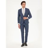 Cacharel Erkek Mavi Slim Fit Yün Karışımlı Kırlangıç Yaka Mikro Desenli Takım Elbise 50265116-VR036 - 60 - 6 Drop