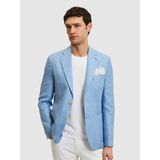 Cacharel Erkek Mavi Slim Fit Yün Keten Karışımlı Mikro Desen Mono Yaka Ceket 50319429-VR036 - 6 Drop