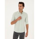 Cacharel Erkek Mint Slim Fit Pamuk Karışımlı Gofreli Gömlek 50284423-VR237 - Mint Yeşili