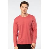 Cacharel Erkek Modal Pamuk Bisiklet Yaka T-shirt 2242/Mercan - 2XL