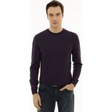 Cacharel Erkek Mor Slim Fit Bisiklet Yaka Basic Triko Kazak 50227052-VR038