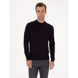 Cacharel Erkek Mürdüm Slim Fit Yün Karışımlı Çeyrek Balıkçı Yaka Basic Triko Kazak 50315295-VR074 - XL