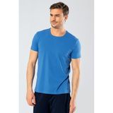Cacharel Erkek Pamuklu V Yaka Kısakol T-Shirt, %95 Pamuk %5 Likra - Saks