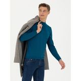 Cacharel Erkek Petrol Slim Fit Çeyrek Balıkçı Yaka Triko Kazak 50276521-VR102 - 3XL