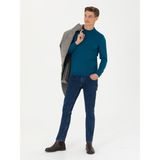Cacharel Erkek Petrol Slim Fit Çeyrek Balıkçı Yaka Triko Kazak 50276521-VR102