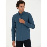 Cacharel Erkek Petrol Slim Fit Uzun Kollu Gömlek 50279988-VR102 - XL