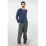 Cacharel Erkek Pijama Takım, Üst Penye Alt Poplin Kumaş, %95 Pamuk, %5 Elastan