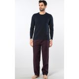 Cacharel Erkek Poplin O Yaka Uzun Kollu Pijama Takım 2239/Bordo 1