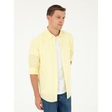Cacharel Erkek Sarı Slim Fit Keten Karışımlı Gömlek 50266184-VR044