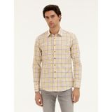 Cacharel Erkek Sarı Slim Fit Pamuk Ekose Gömlek 50284422-VR044