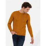 Cacharel Erkek Sarı Slim Fit Pamuk Karışımlı Bisiklet Yaka Triko Kazak 50258846-VR044 - 3XL