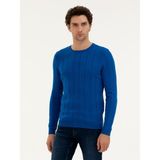 Cacharel Erkek Sax Regular Fit Bisiklet Yaka Triko Kazak 50279607-VR045 - Saks