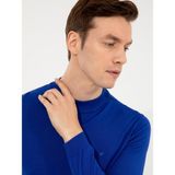 Cacharel Erkek Sax Slim Fit Çeyrek Balıkçı Yaka Basic Triko Kazak 50257712-VR045 - Saks