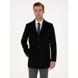 Cacharel Erkek Siyah Ex Slim Fit Yün Karışımlı Palto 50314593-VR046 - 48