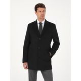 Cacharel Erkek Siyah Ex Slim Fit Yün Karışımlı Palto 50319242-VR046 - 58