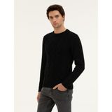 Cacharel Erkek Siyah Regular Fit Yün Karışımlı Bisiklet Yaka Triko Kazak 50277314-VR046