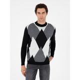 Cacharel Erkek Siyah Regular Fit Yün Karışımlı Bisiklet Yaka Triko Kazak 50291921-VR046 - 2XL