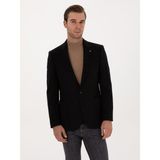 Cacharel Erkek Siyah Slim Fit %100 Kaşmir Flanel Ceket 50314254-VR046 - 6 Drop - 52