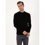 Cacharel Erkek Siyah Slim Fit %100 Pamuk Çeyrek Balıkçı Yaka Triko Kazak 50318950-VR046 - XL