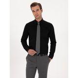Cacharel Erkek Siyah Slim Fit %100 Pamuk Klasik Gömlek 50318179-VR046 - 42