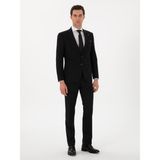 Cacharel Erkek Siyah Slim Fit %100 Yün Çizgili Takım Elbise 50306796-VR046 - 6 Drop - 54