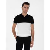 Cacharel Erkek Siyah Slim Fit Apaş Yaka Triko T-Shirt 50300787-VR046