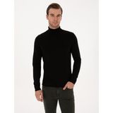 Cacharel Erkek Siyah Slim Fit Balıkçı Yaka Pamuk Karışımlı Basic Triko Kazak 50318678-VR046