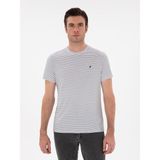 Cacharel Erkek Siyah Slim Fit Bisiklet Yaka Çizgili T-Shirt 50303384-VR013 - Beyaz - 2XL