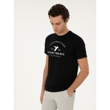 Cacharel Erkek Siyah Slim Fit Bisiklet Yaka Desenli T-Shirt 50301469-VR046 - 2XL