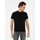 Cacharel Erkek Siyah Slim Fit Bisiklet Yaka Merserize Basic T-Shirt 50305451-VR046