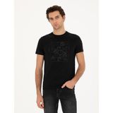 Cacharel Erkek Siyah Slim Fit Bisiklet Yaka T-shirt 50284843-VR046