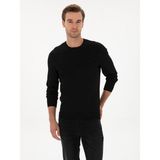 Cacharel Erkek Siyah Slim Fit Bisiklet Yaka Triko Kazak 50316331-VR046