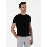 Cacharel Erkek Siyah Slim Fit Bisiklet Yaka Triko T-Shirt 50300809-VR046 - XL