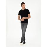 Cacharel Erkek Siyah Slim Fit Çizgi Dokulu Bisiklet Yaka T-Shirt 50303372-VR046