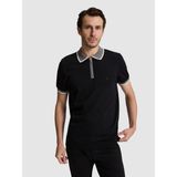Cacharel Erkek Siyah Slim Fit Fermuarlı Polo Yaka Triko T-Shirt 50326034-VR046 - XL