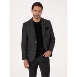 Cacharel Erkek Siyah Slim Fit İpek Kaşmir Karışımlı Mikro Desenli Blazer Ceket 50310753-VR046 - 6 Drop - 54