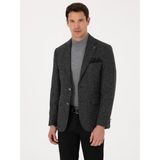 Cacharel Erkek Siyah Slim Fit Ipek Kaşmir Karışımlı Mikro Desenli Blazer Ceket 50310753-VR046 - 6 Drop - 56