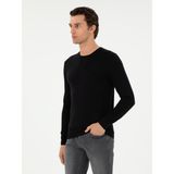 Cacharel Erkek Siyah Slim Fit Kaşmir İpek Karışımlı Bisiklet Yaka Triko Kazak 50293273-VR046