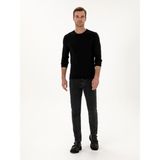 Cacharel Erkek Siyah Slim Fit Kaşmir İpek Karışımlı Bisiklet Yaka Triko Kazak 50316307-VR046 - XL