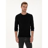 Cacharel Erkek Siyah Slim Fit Kaşmir İpek Karışımlı Bisiklet Yaka Triko Kazak 50316307-VR046