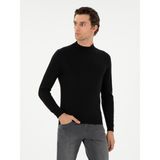 Cacharel Erkek Siyah Slim Fit Kaşmir İpek Karışımlı Çeyrek Balıkçı Yaka Triko Kazak 50296503-VR046