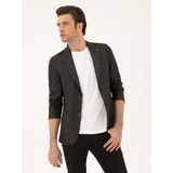Cacharel Erkek Siyah Slim Fit Keten Karışımlı Ceket 50289458-VR046 - 48 - 6 Drop