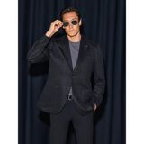 Cacharel Erkek Siyah Slim Fit Mikro Desen Mono Yaka Keten Karışımlı Ceket 50324557-VR046 - 6 Drop