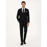 Cacharel Erkek Siyah Slim Fit Mikro Desenli Mono Yaka Yün Karışımlı Takım Elbise 50311025-VR046 - 52 - 6 Drop