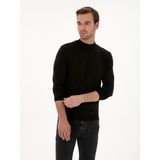 Cacharel Erkek Siyah Slim Fit Pamuk Karışımlı Çeyrek Balıkçı Yaka Basic Triko Kazak 50318704-VR046 - 2XL